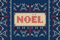 Christmas card, Noel text on blue decorative background